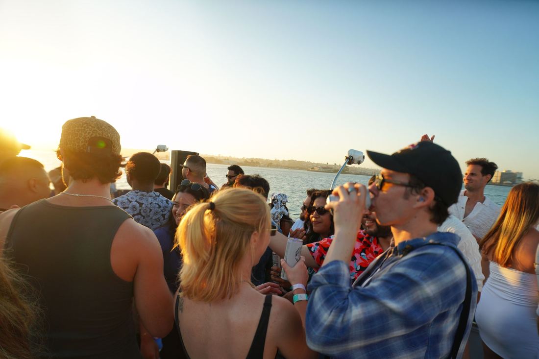 Crowd on deck in the late afternoon